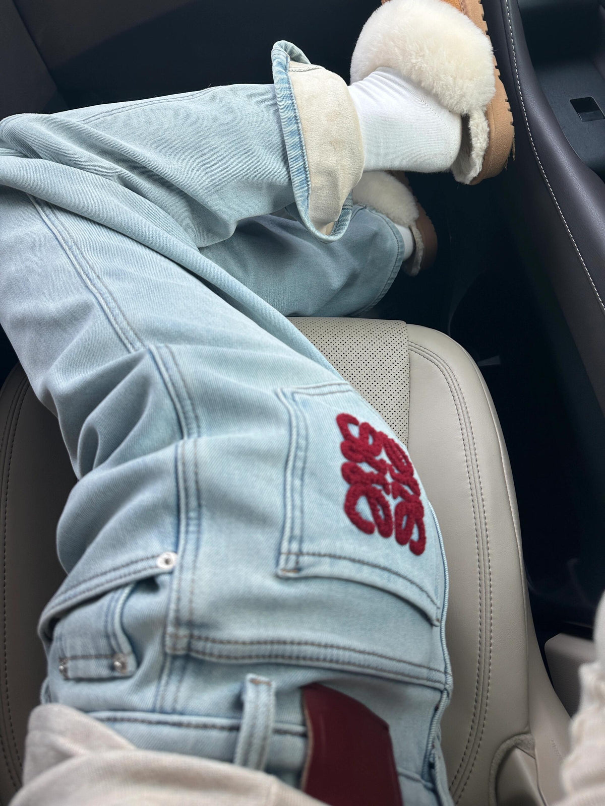Fleece-Lined Denim Pants