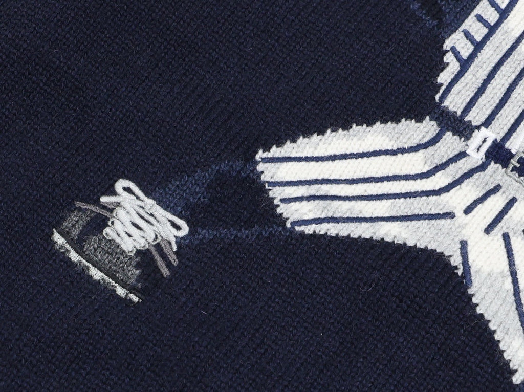 Navy Baseball Bear Knit Sweater