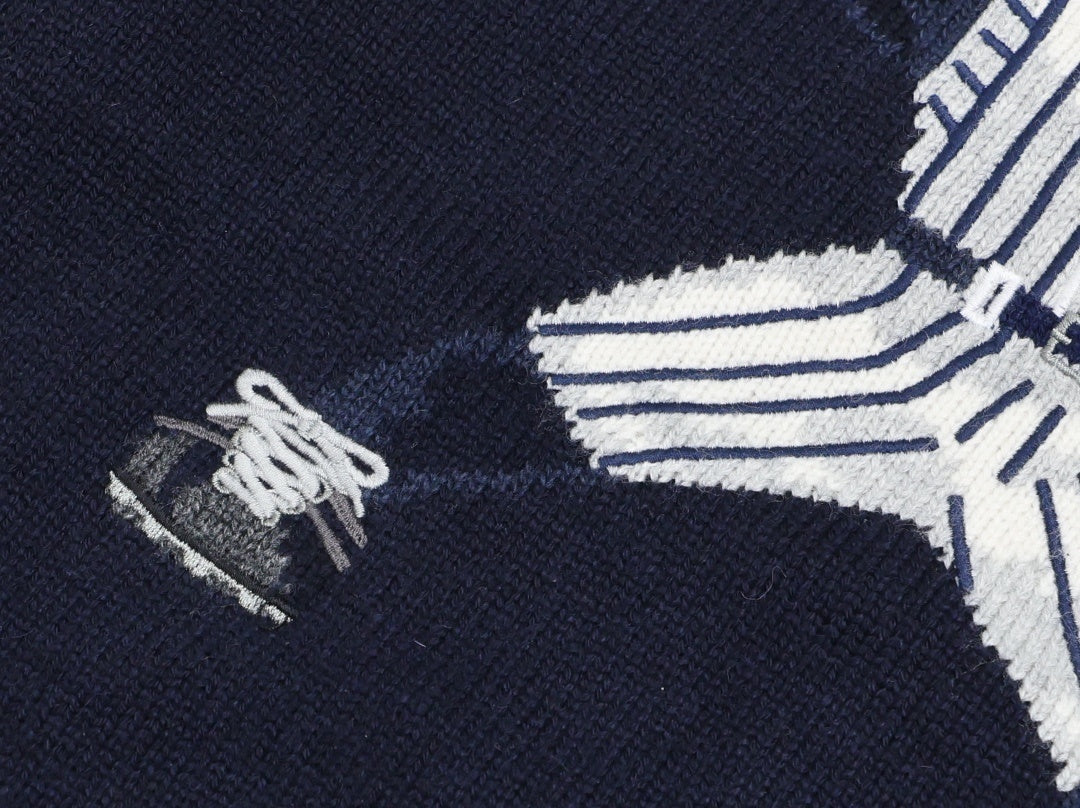 Navy Baseball Bear Knit Sweater