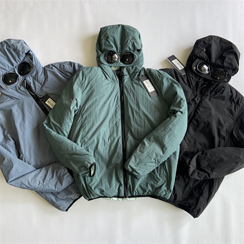 Hooded Puffer Jacket with Integrated Goggles