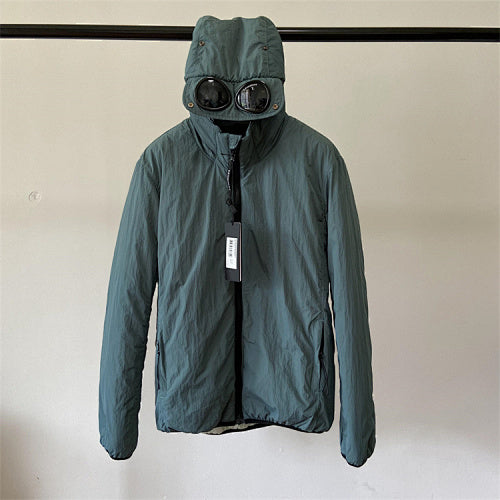 Hooded Puffer Jacket with Integrated Goggles