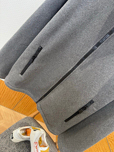Grey Fleece Zip Jacket