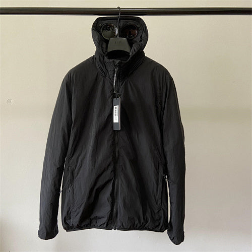 Hooded Puffer Jacket with Integrated Goggles