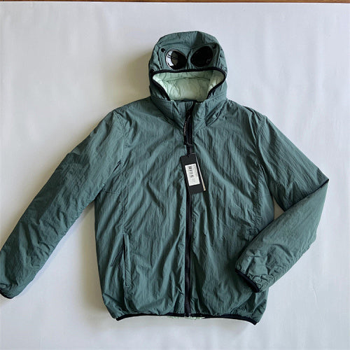 Hooded Puffer Jacket with Integrated Goggles