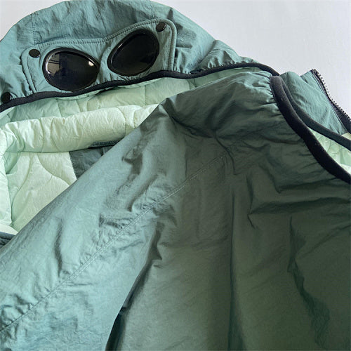 Hooded Puffer Jacket with Integrated Goggles