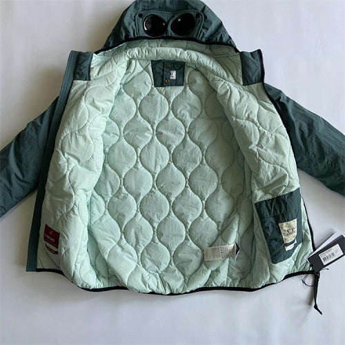 Hooded Puffer Jacket with Integrated Goggles