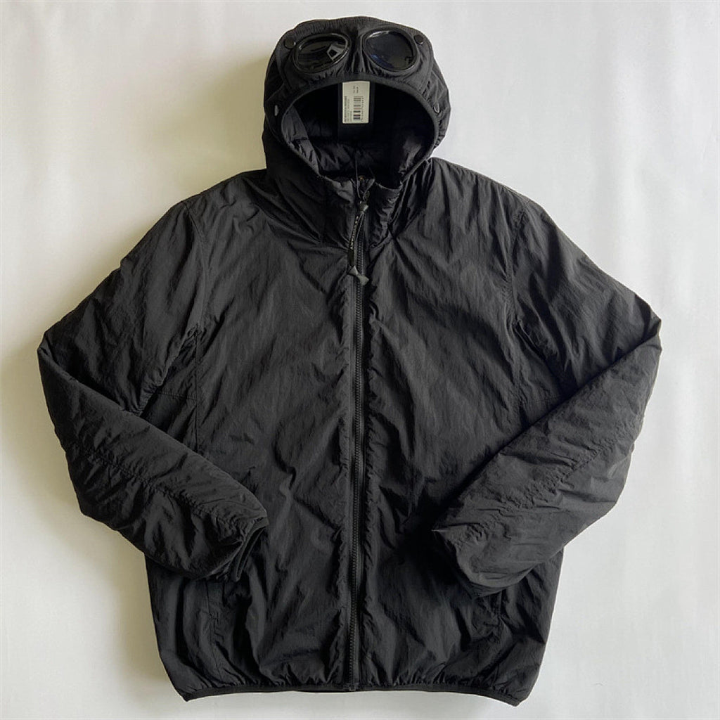 Hooded Puffer Jacket with Integrated Goggles