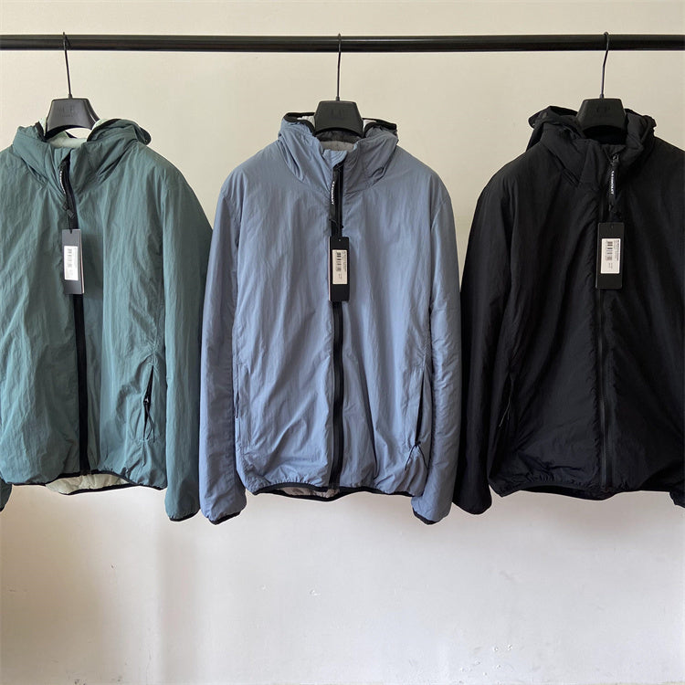 Hooded Puffer Jacket with Integrated Goggles