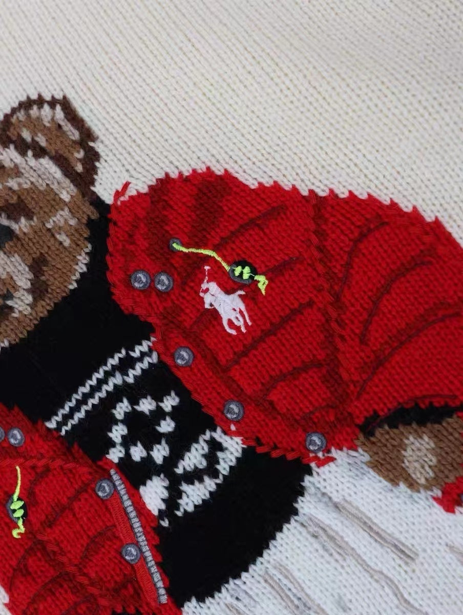 Cream Winter Bear Knit Sweater