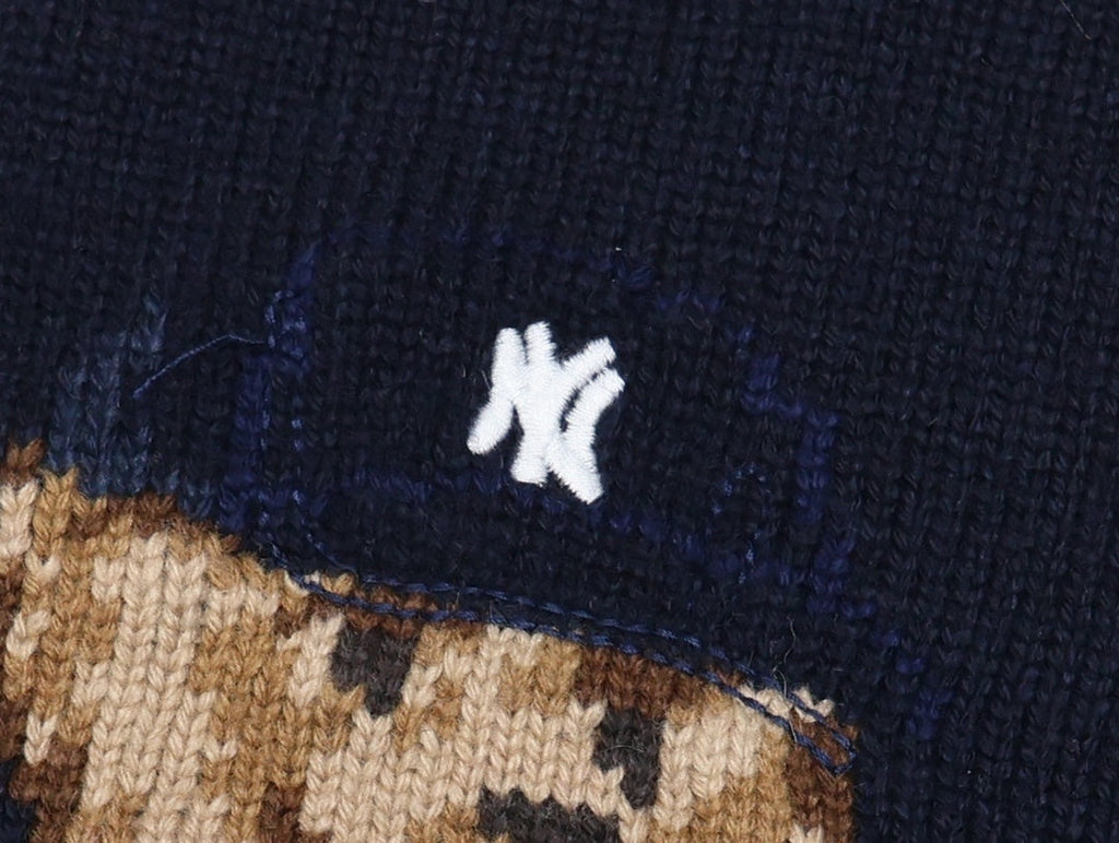 Navy Baseball Bear Knit Sweater