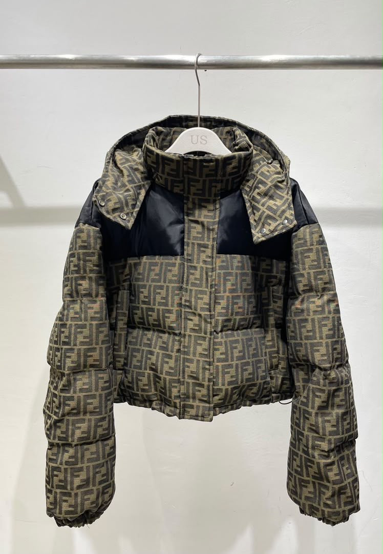 Ski FF Cropped Down Jacket Brown