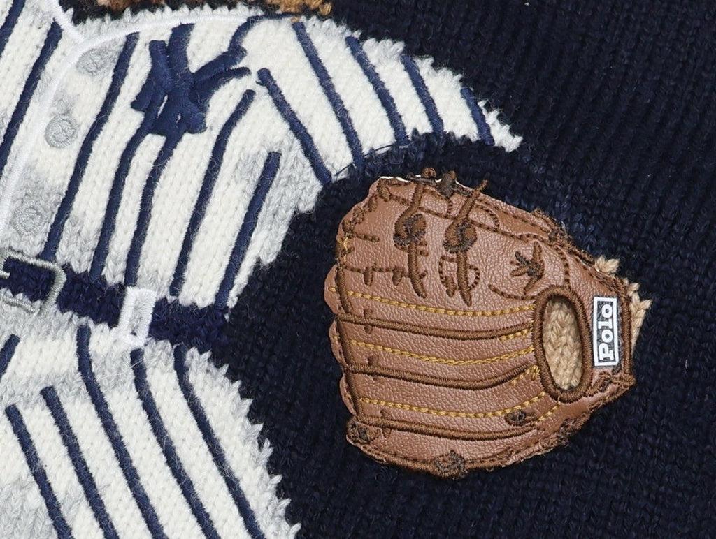 Navy Baseball Bear Knit Sweater