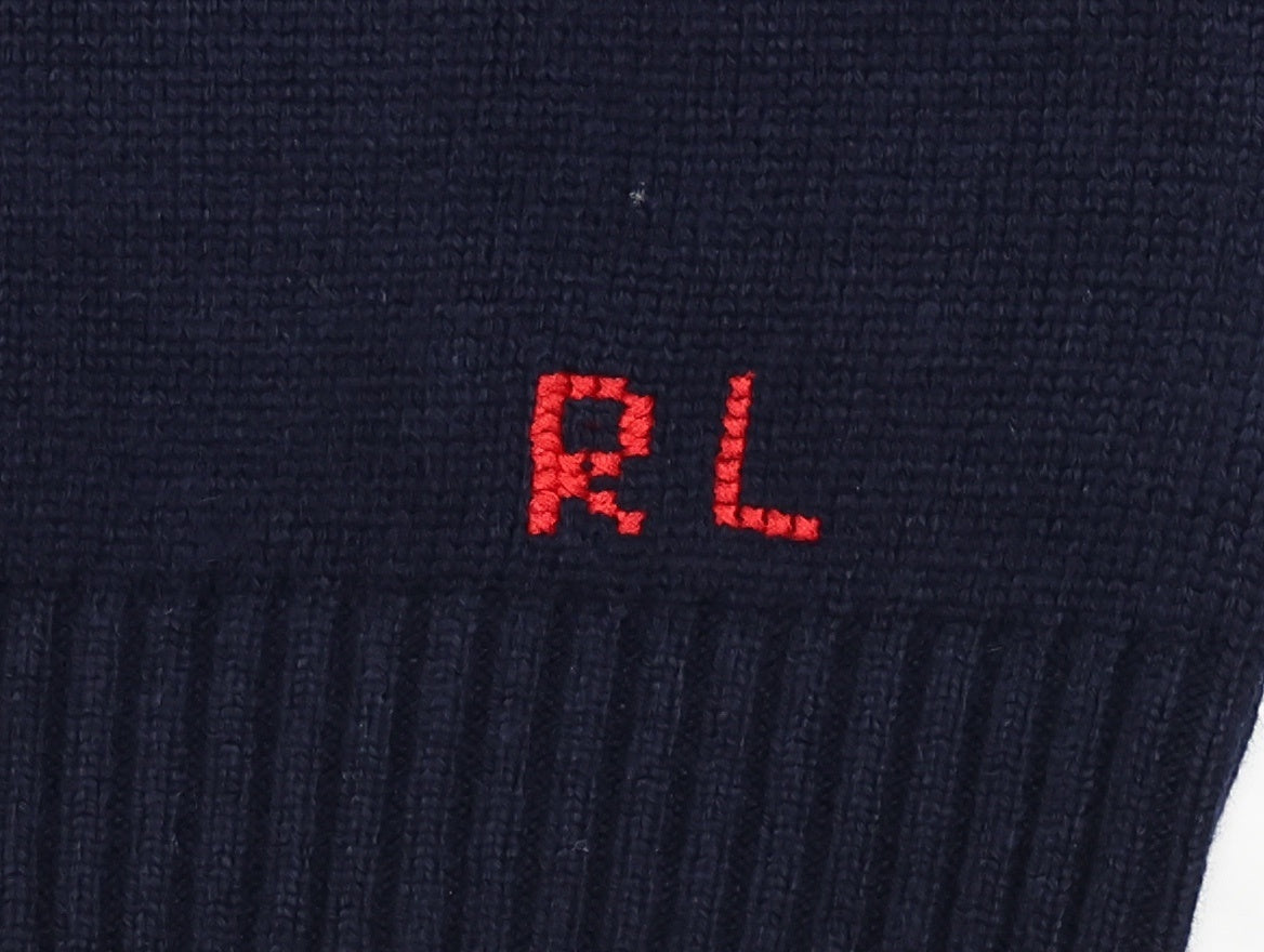 Navy Baseball Bear Knit Sweater