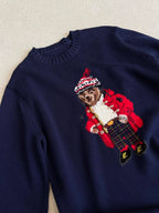 Navy Bear Knit Sweater