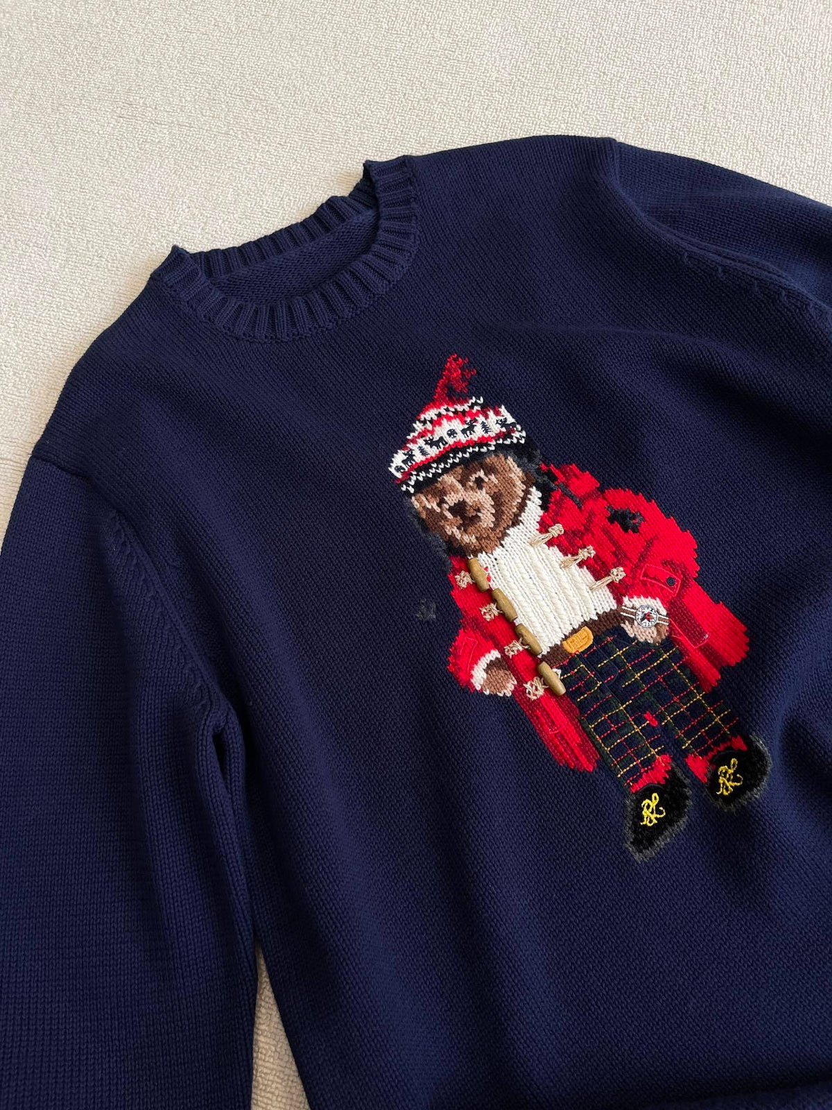 Navy Bear Knit Sweater