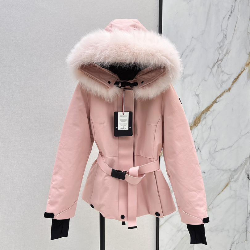 Belted Fur-Trim Winter Jacket