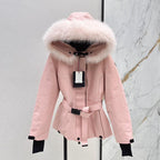 Belted Fur-Trim Winter Jacket