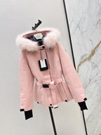 Belted Fur-Trim Winter Jacket