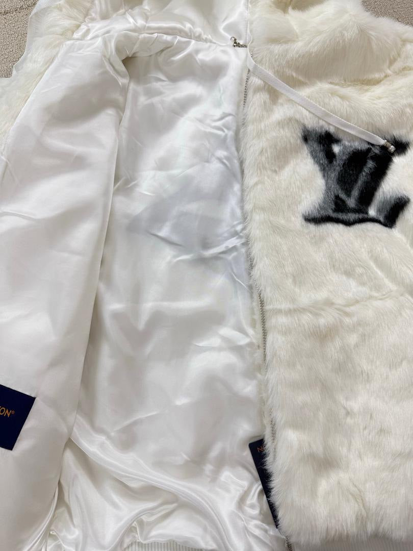 White Fur Zip Hoodie