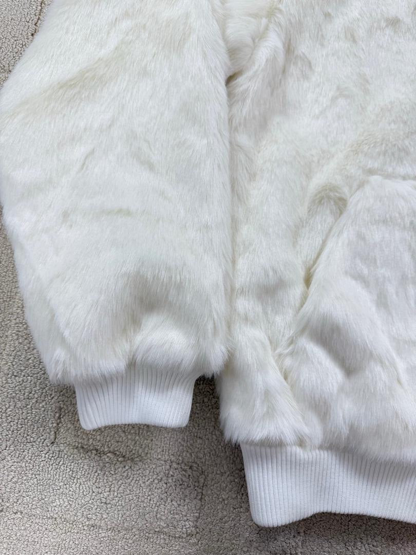 White Fur Zip Hoodie