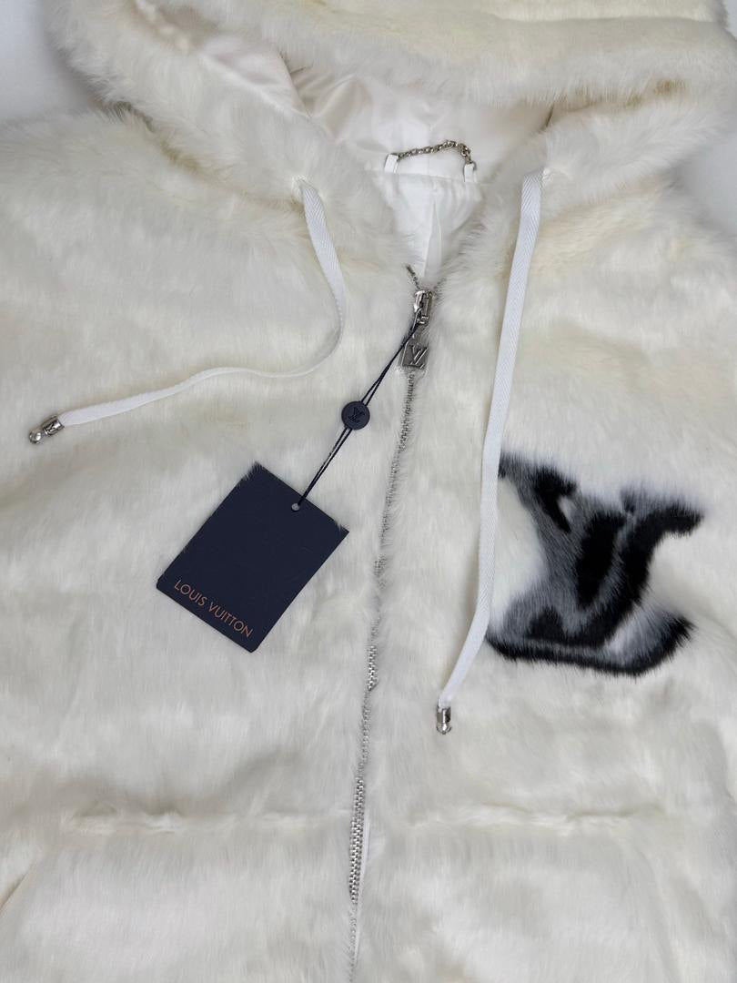 White Fur Zip Hoodie