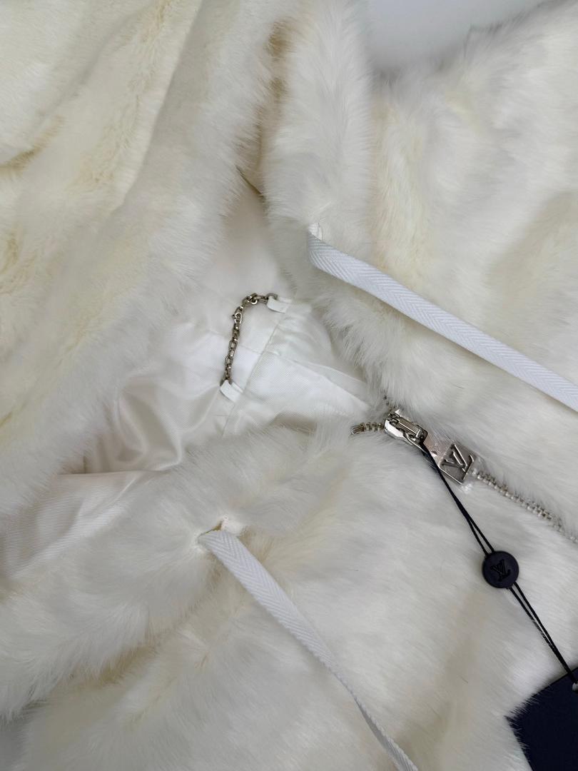 White Fur Zip Hoodie