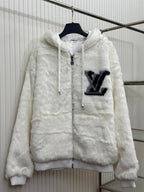 White Fur Zip Hoodie