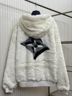 White Fur Zip Hoodie
