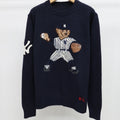 Navy Baseball Bear Knit Sweater