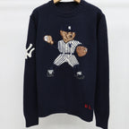 Navy Baseball Bear Knit Sweater