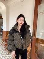 Ski FF Cropped Down Jacket Brown