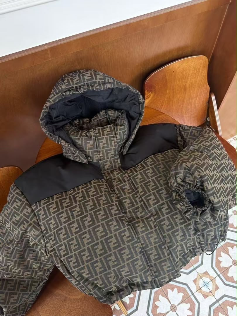 Ski FF Cropped Down Jacket Brown