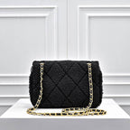 Black Leather Quilted Shoulder Bag
