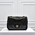Black Leather Quilted Shoulder Bag