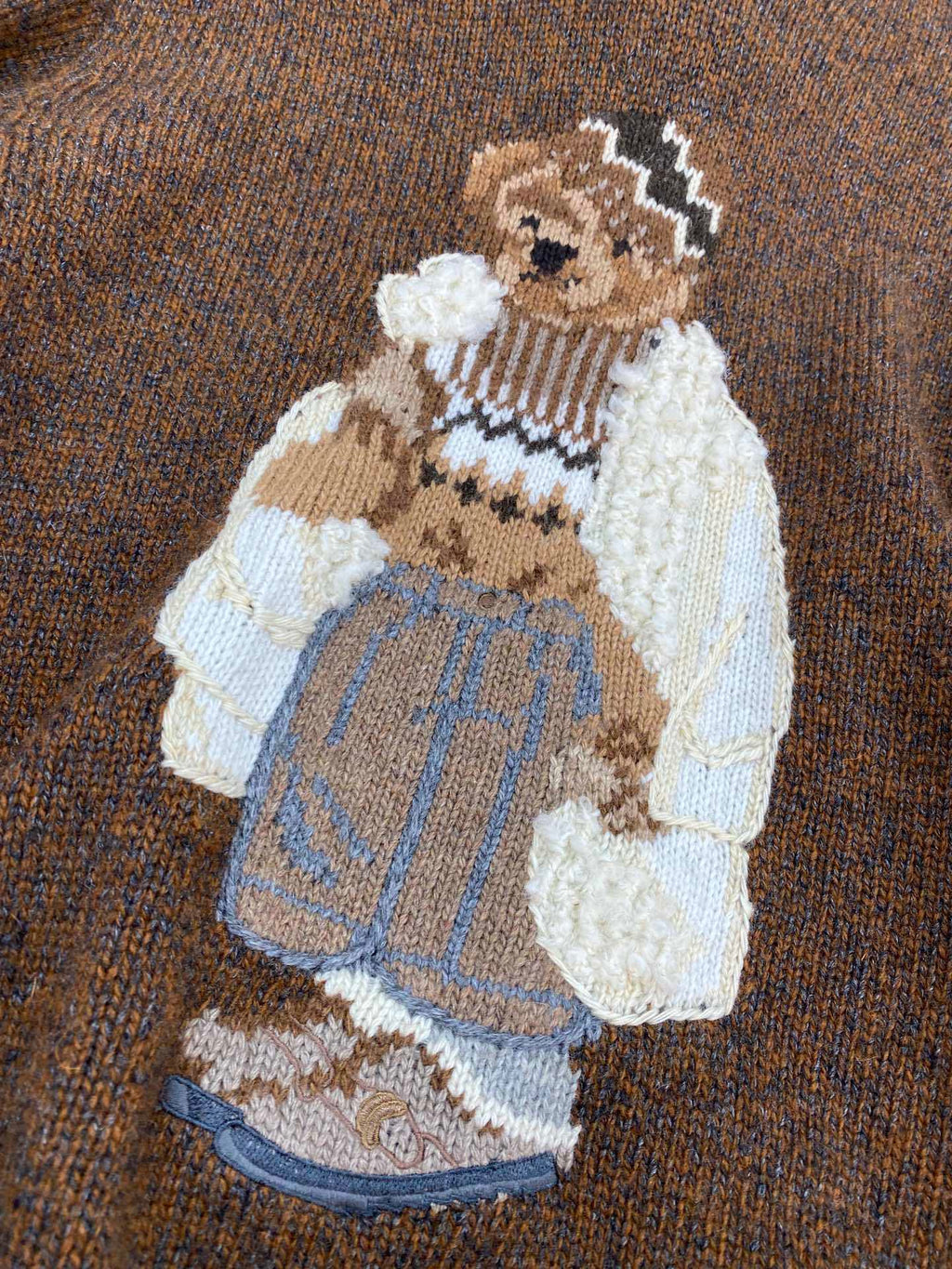 Brown Casual Bear Knit Hoodie