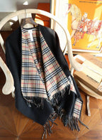 Reversible Wool Check Cloak