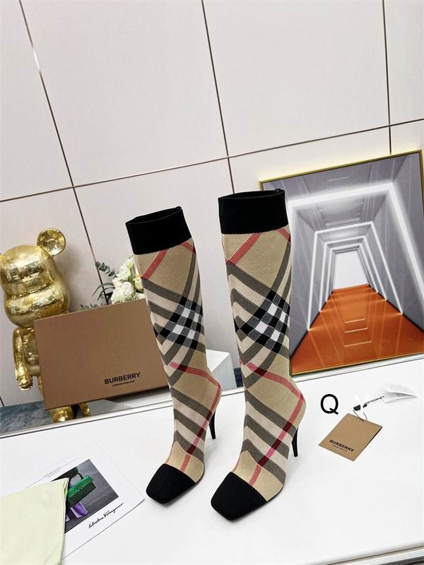 Women’s Check Knee-High Boots