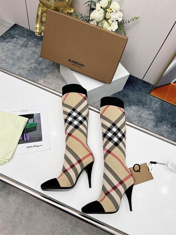Women’s Check Knee-High Boots