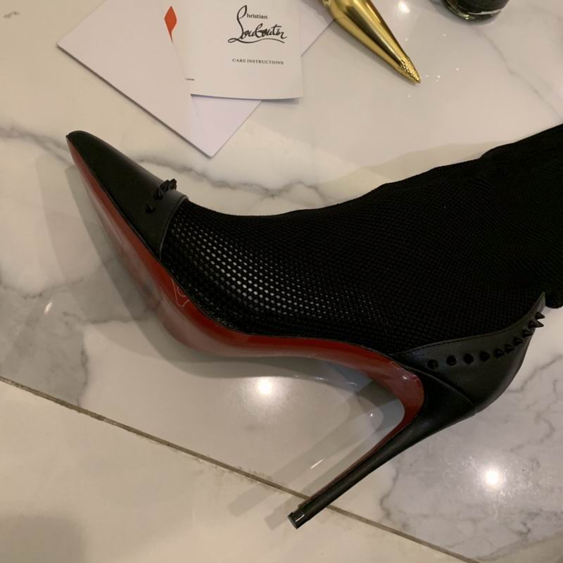 Leather Stiletto Sock Boots