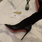 Leather Stiletto Sock Boots
