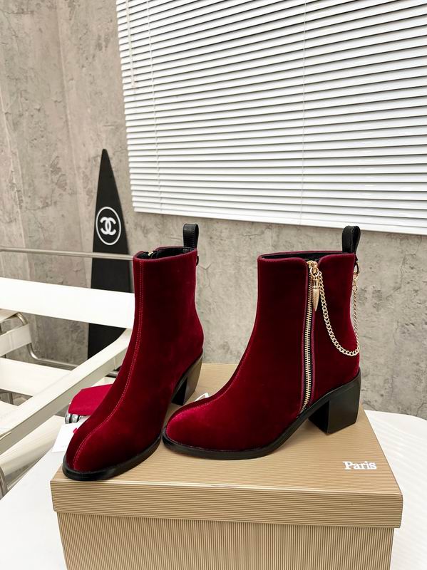 Women’s Red Velvet Ankle Boots