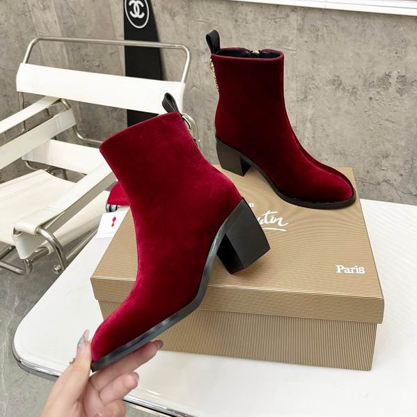Women’s Red Velvet Ankle Boots