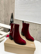 Women’s Red Velvet Ankle Boots