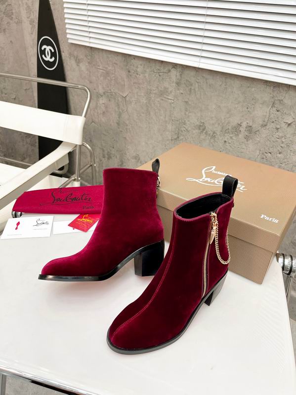 Women’s Red Velvet Ankle Boots