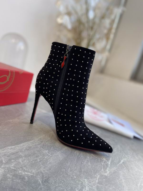 Suede Crystal Ankle Boots