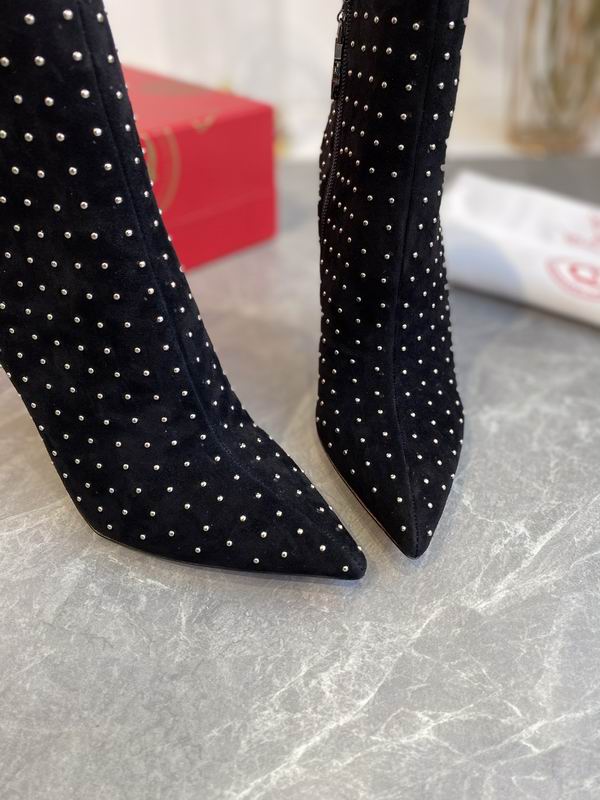 Suede Crystal Ankle Boots