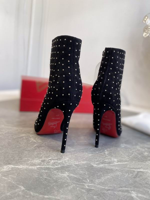 Suede Crystal Ankle Boots