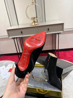 Women’s Black Suede Stiletto Ankle Boots