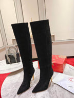 Women’s Black Suede Knee-High Boots