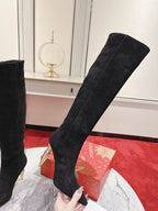 Women’s Black Suede Knee-High Boots